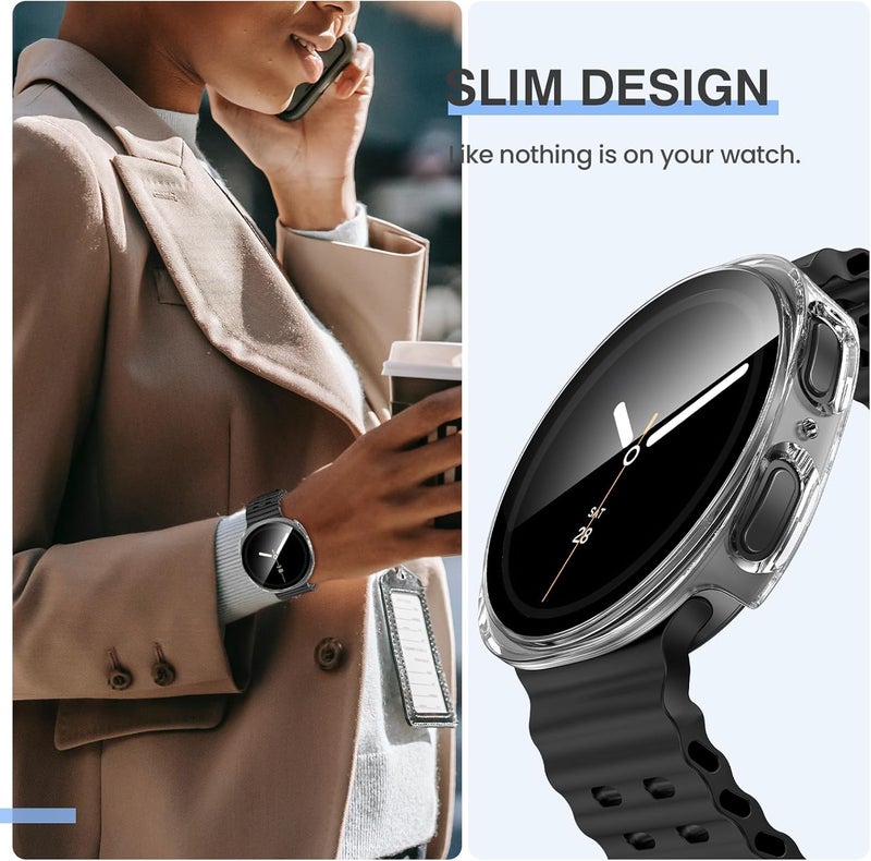 Tensea [2Pack] for Samsung Galaxy Watch 8 2025 Screen Protector Case 44mm Accessories, Protective Face Cover for 44 mm, Hard Bumper Built-in Tempered Glass Film for Women Men - Image 4